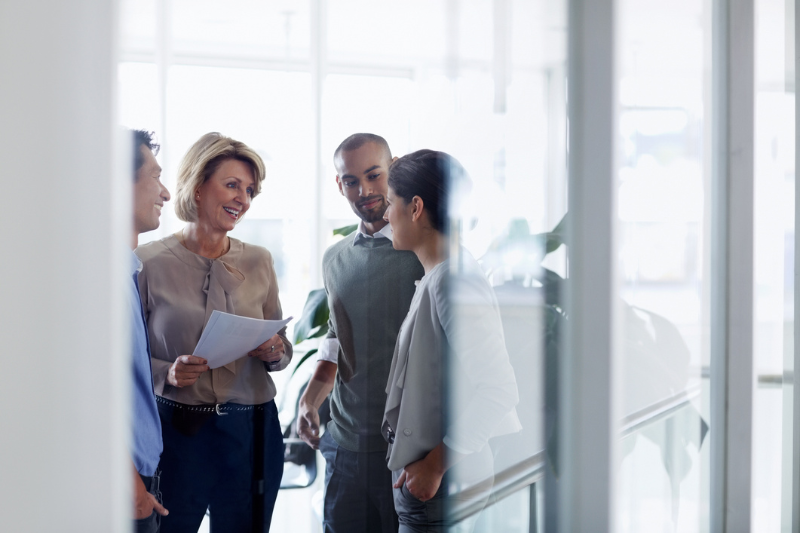 Illustration of transparent recruitment process with diverse candidates, clear job descriptions, and open communication between employers and job seekers.