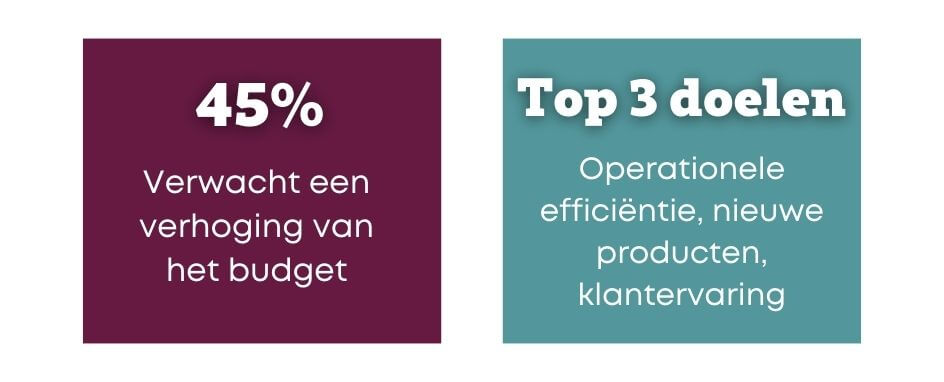 45% Verwacht dat hun budget zal stijgen en hun top 3 doelstellingen zijn operationele efficiëntie, nieuwe producten en klantervaring