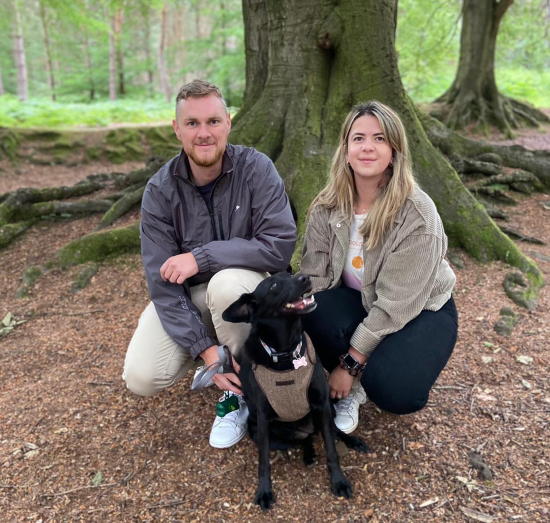 Photo of David and his friend with the dog