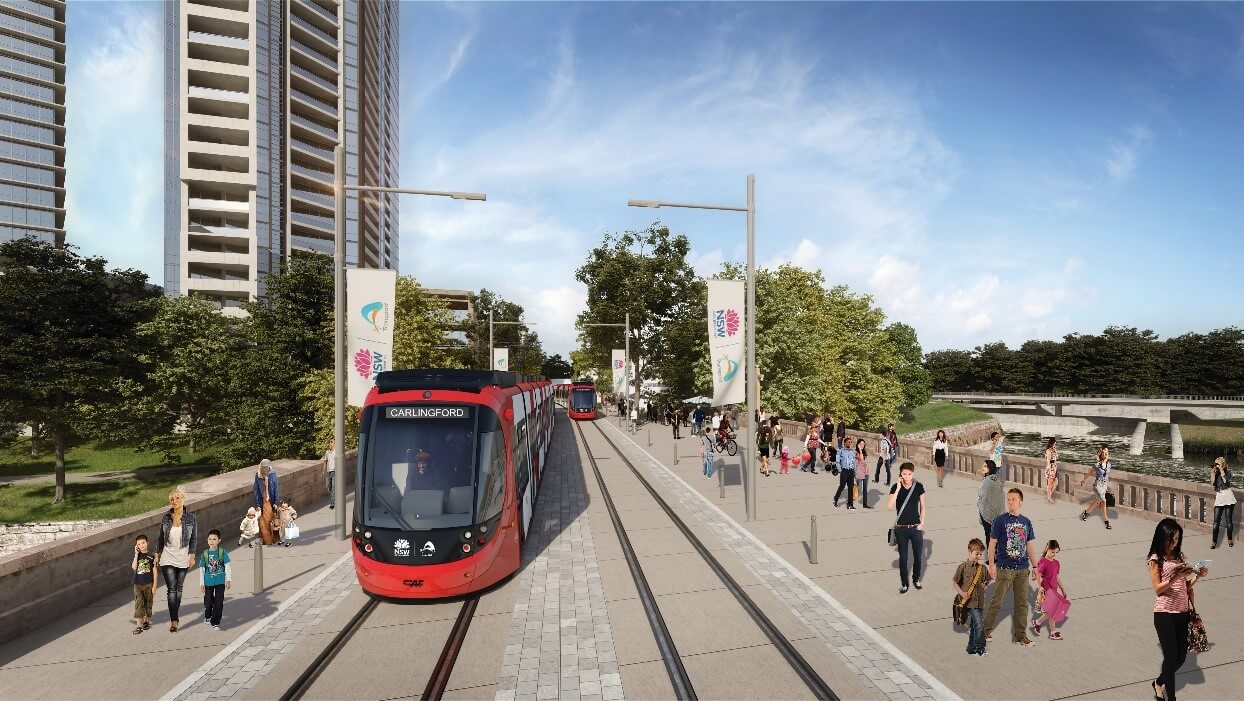 Tram and a crowd