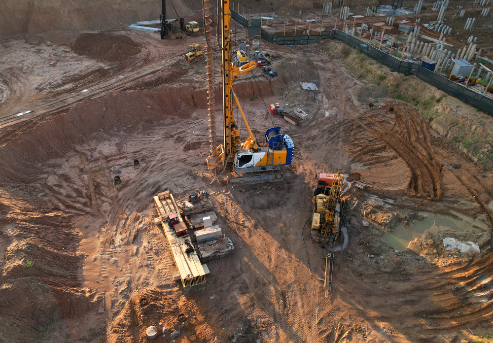 building site with cranes and diggers