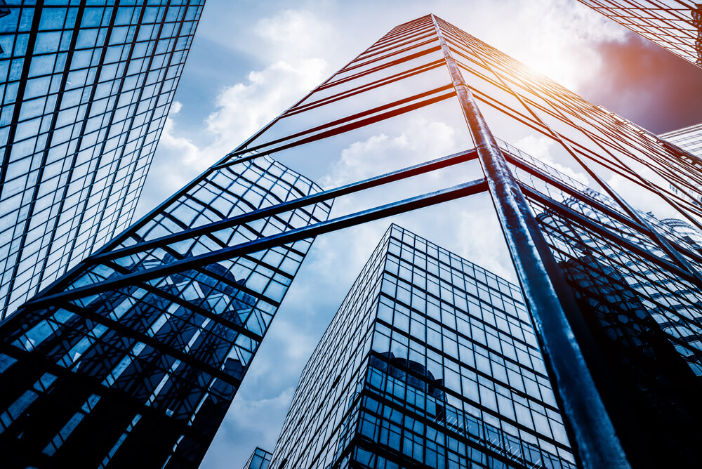 image of skyscrapers from the ground