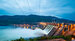 Water engineer career at AtkinsRéalis - view of the hydroelectric dam, water discharge through locks, long exposure shooting