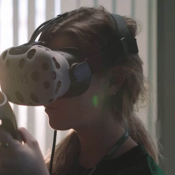 girl wearing VR headset