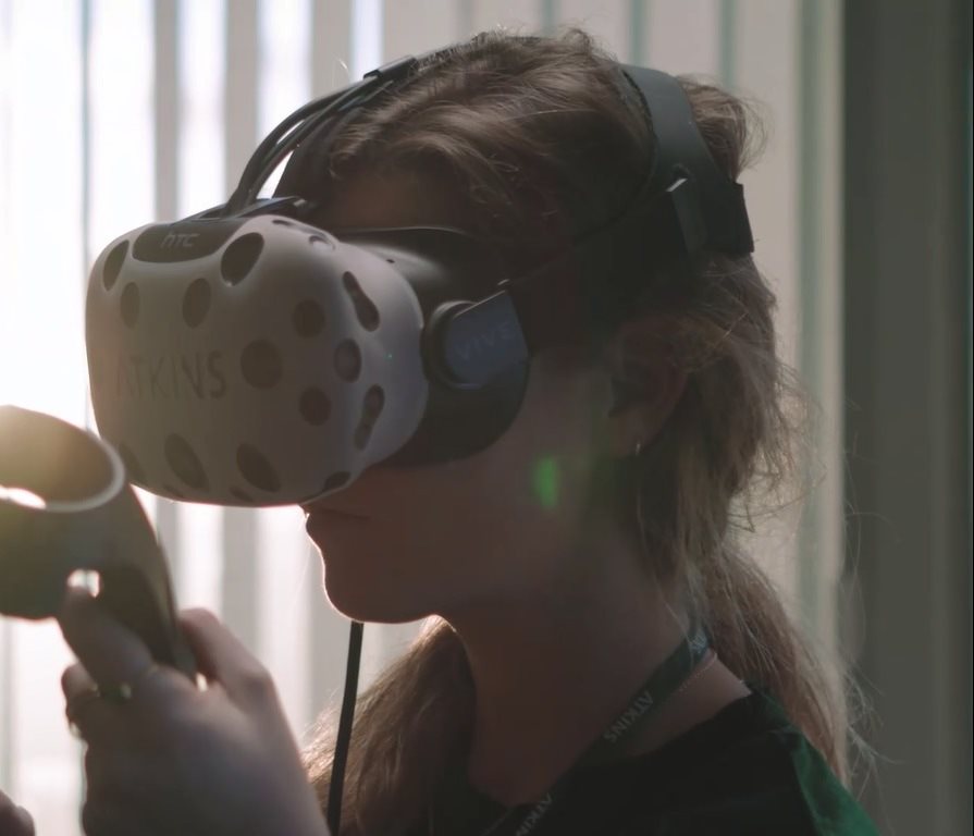 Image of a person wearing the virtual reality headset