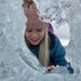 girl looking at ice formation