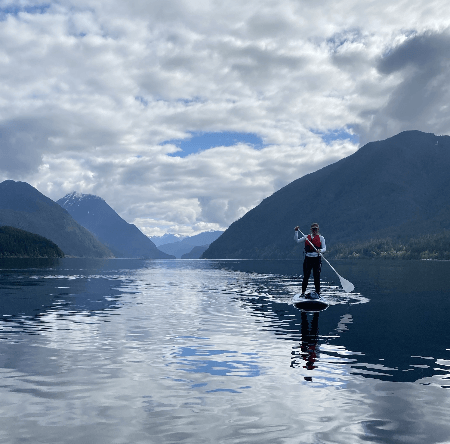 Photo of Katie in a lake