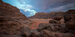 Desert landscape in NEOM Saudi Arabia with a road passing through