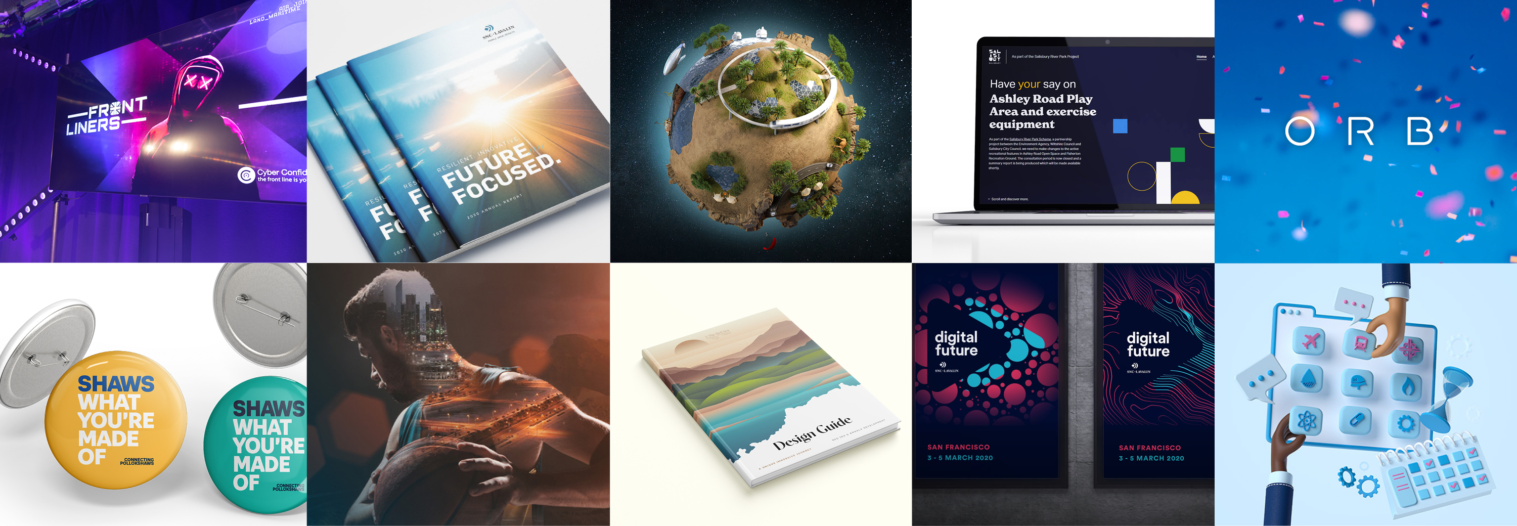 montage of creative designs previous work