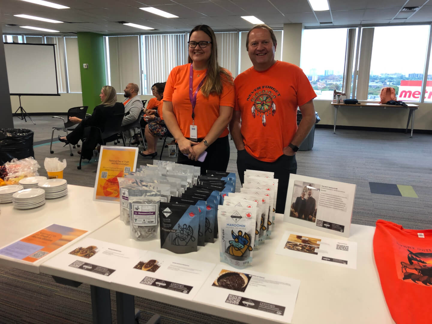 team sitting around lunch table