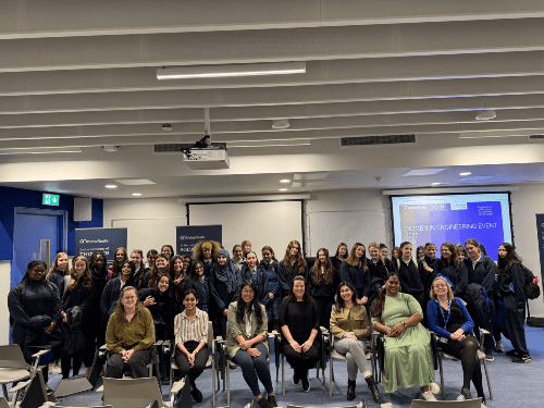 Martina pictured during Engineers Ireland STEPS Week in March 2025 when she spoke along with a number of other AtkinsRéalis team members at a Women In Engineering Event at TUD Dublin to girls from various secondary schools about opportunities to study STEM subjects and follow technical careers