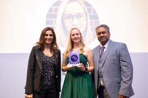 image of Fiona collecting an award