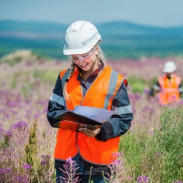 woman in construction outfit