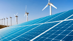 Solar panels and wind turbines