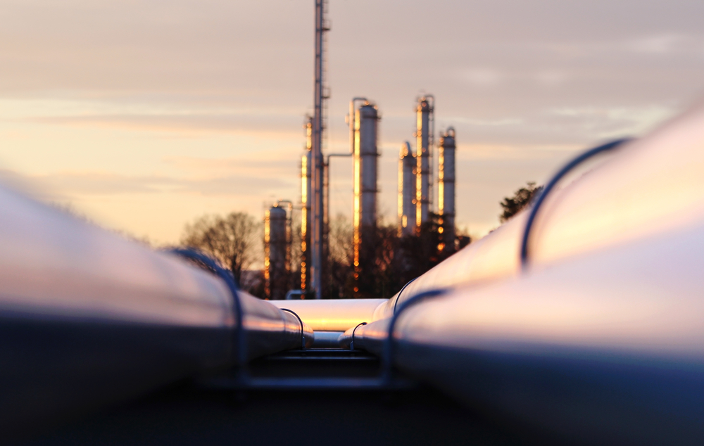 View of oil pipes in the oil and gas industry