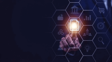 Finger pointing at a diagram