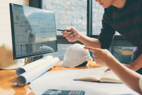 Project planner working on a job