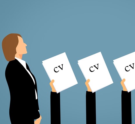 graphic of arms holding up CVs