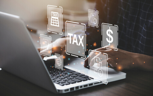 Accountant working on a computer