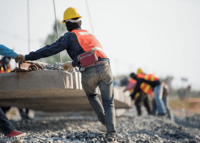 Quantity surveyor at a construction site.