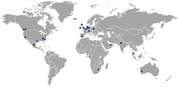 Image of TRS recruitment locations on a map