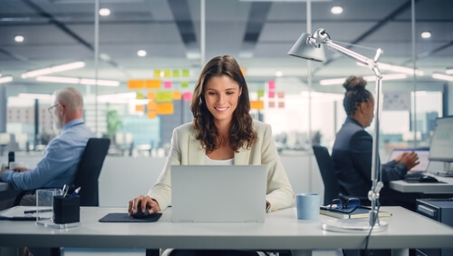 commercial manager working on work