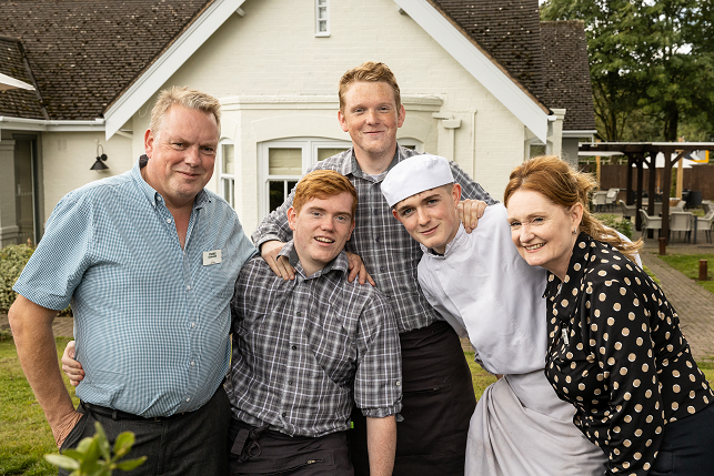 susan and chris with their family at bassets pole, harvester 