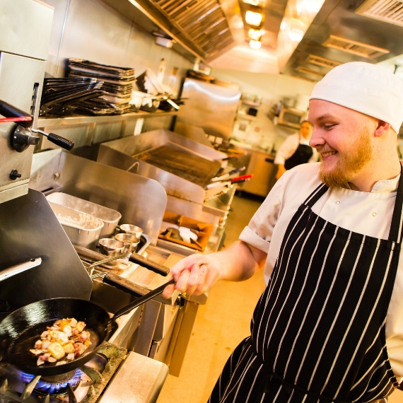 Chef plating up food