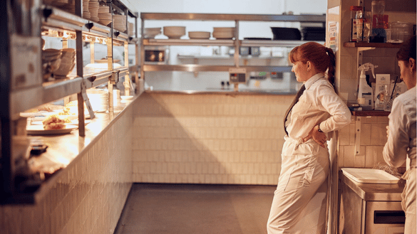 A waiting team member has a rest in a Browns kitchen.