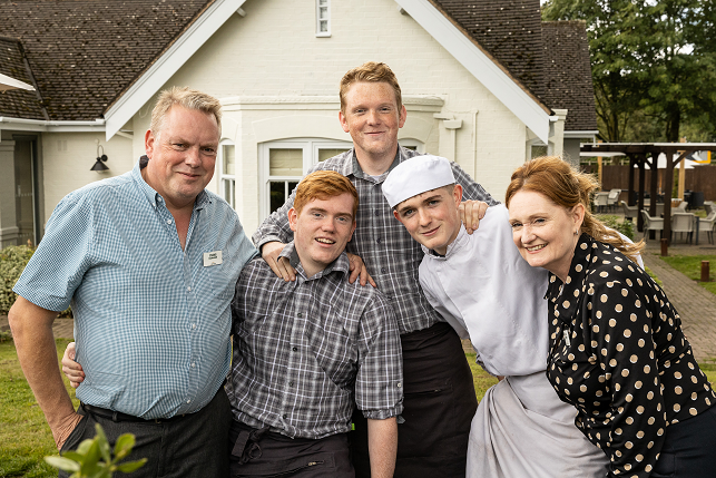 susan and chris with their family at bassets pole, harvester