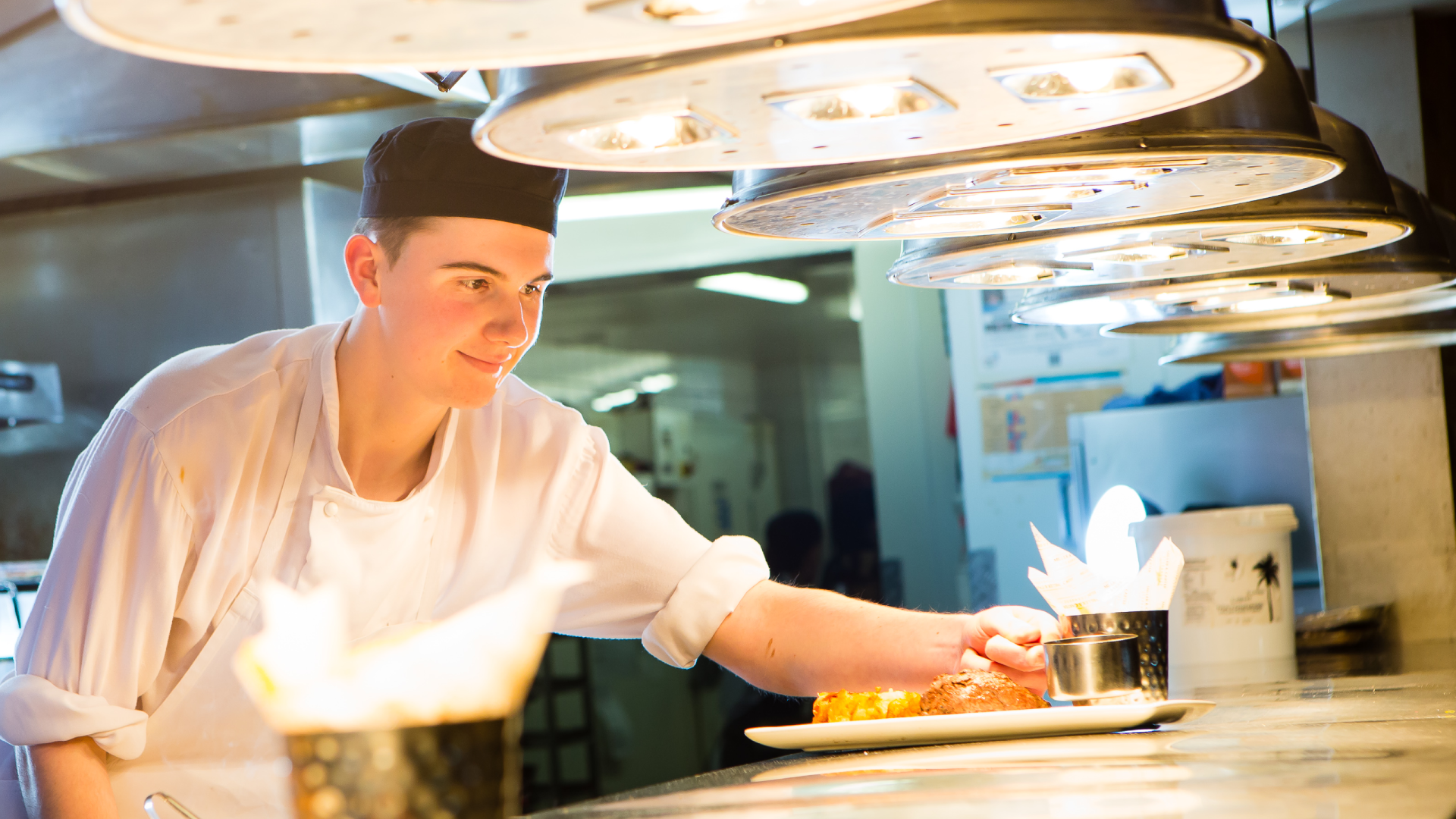 Chef plating up food