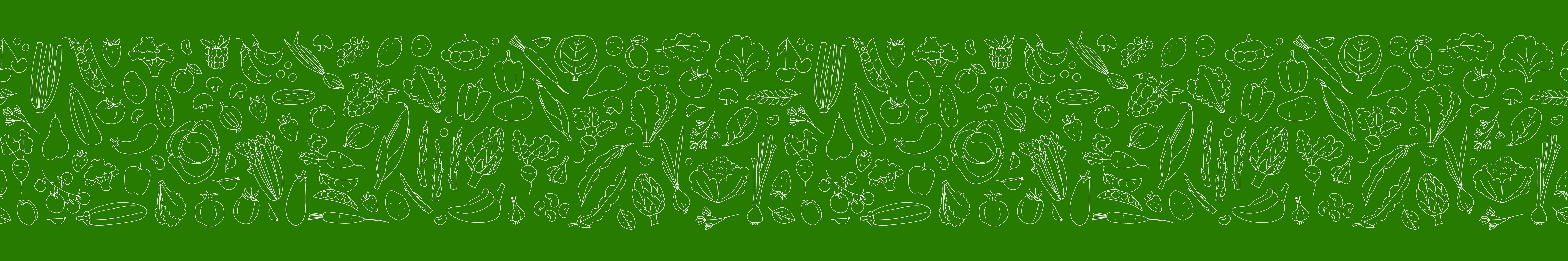 rows of cartoon food icons on a green backgroung