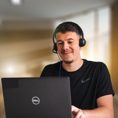 colleague at a laptop