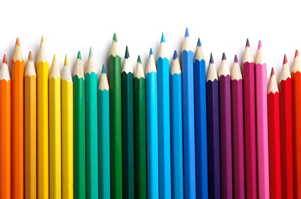 row of multicolour pencils