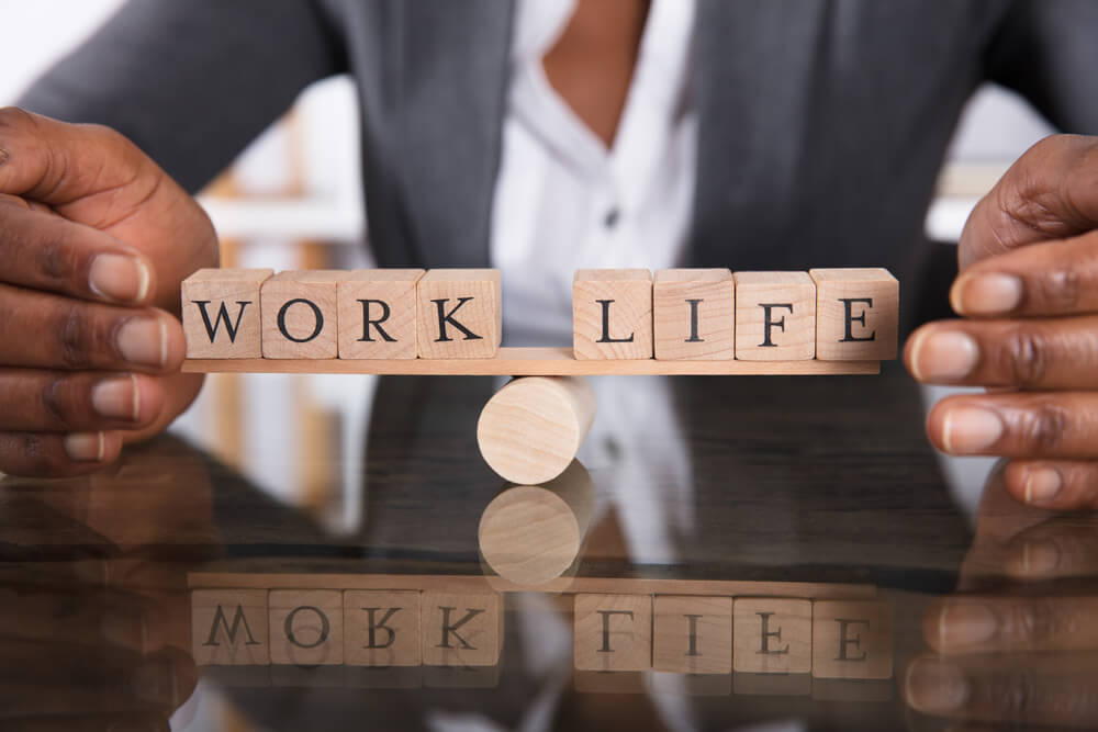 Work life in blocks on a balance board