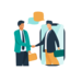 Two animated business people shaking hands