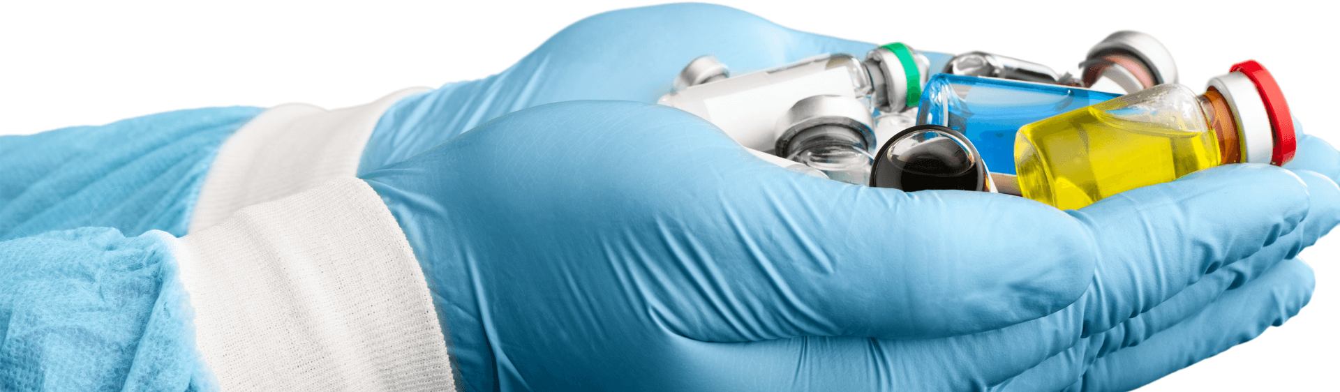 hands full of medical drugs