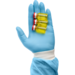 Liquid drug vials in palm of hand