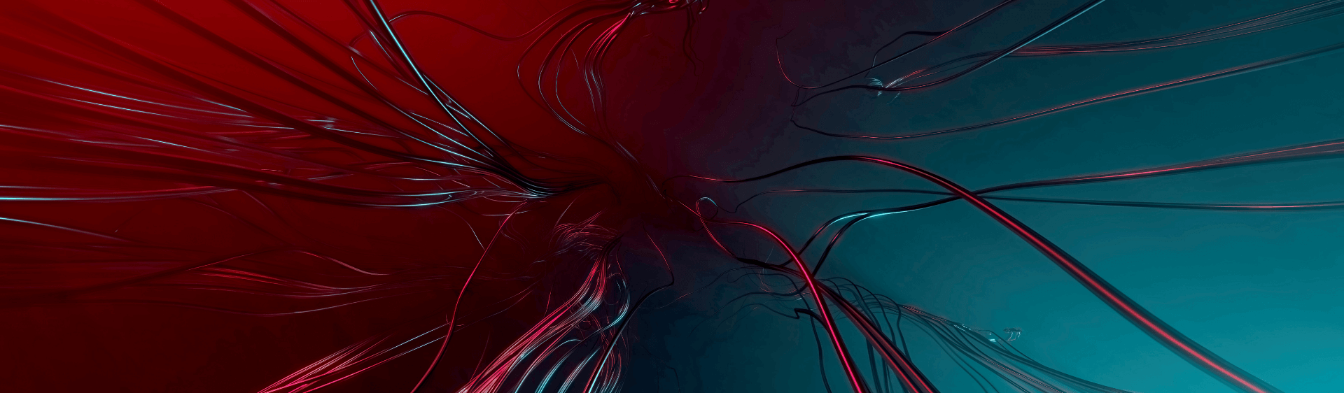 Intertwined red and blue lines
