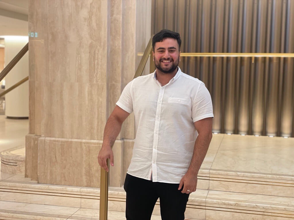a man standing on the stairs