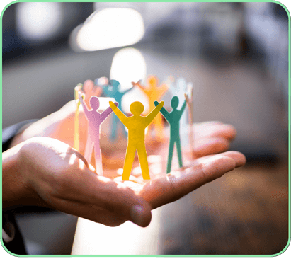 This is an image of hands for a variety of people from different races, forming a heart