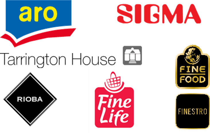 a collection of other METRO own brands logos which include Aro, Sigma, Tarrington House, Rioba, Fine Life, Fine Food and Finestro 