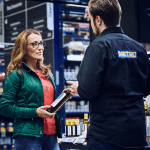 a man and a woman in conversation