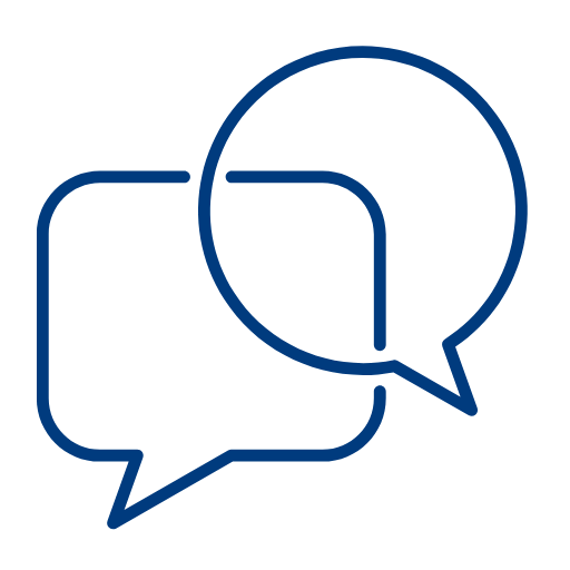 an icon image showing two dialog boxes representing conversations.