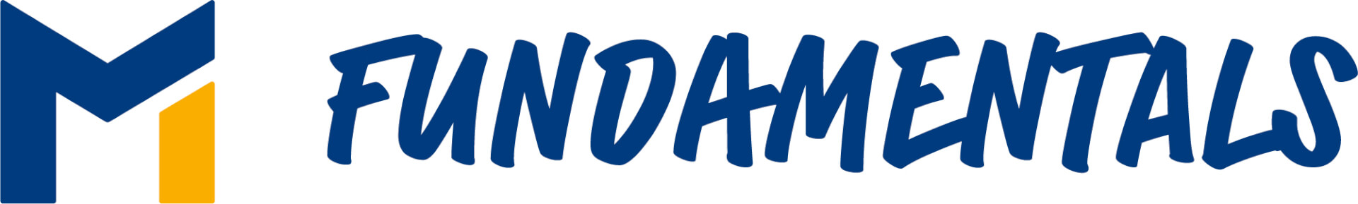 the company logo - a bold M with text in bold that reads fundamentals written in blue over a white backdrop 