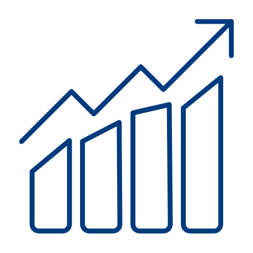 an icon image showing a rising graph representing sales