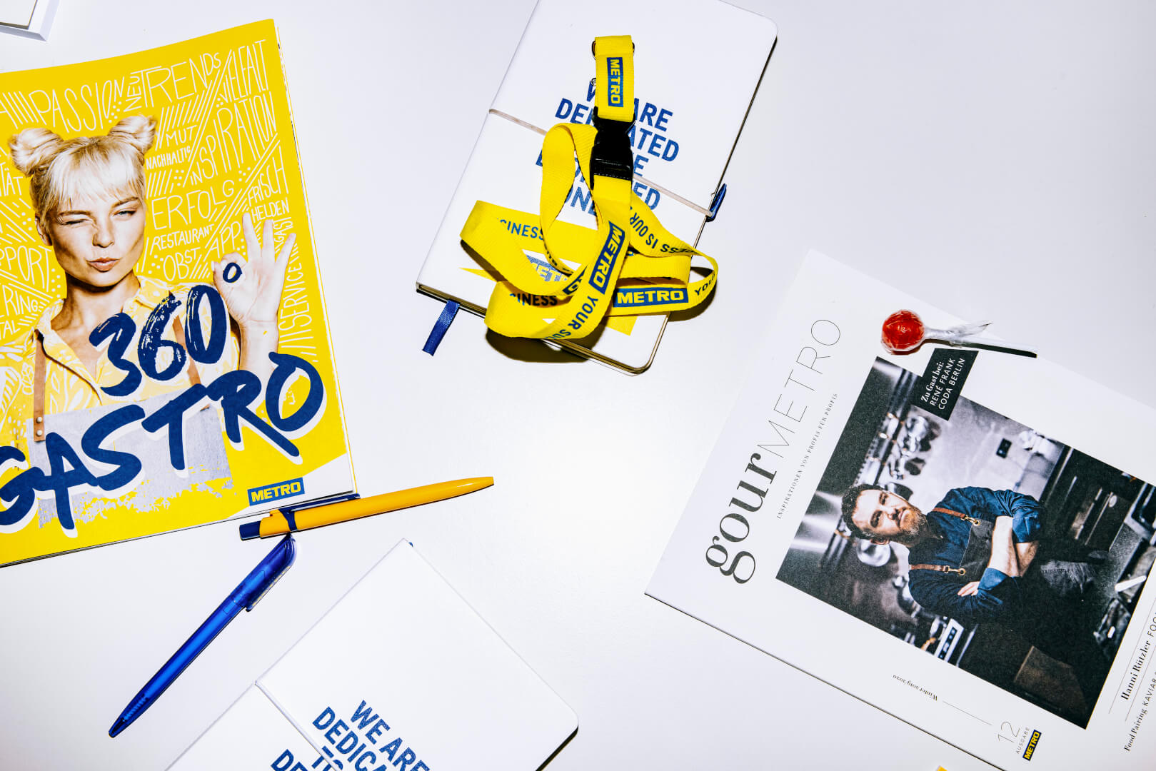 company branded work essentials and posters