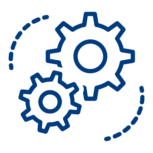 an icon image showing gears working symbolising operations