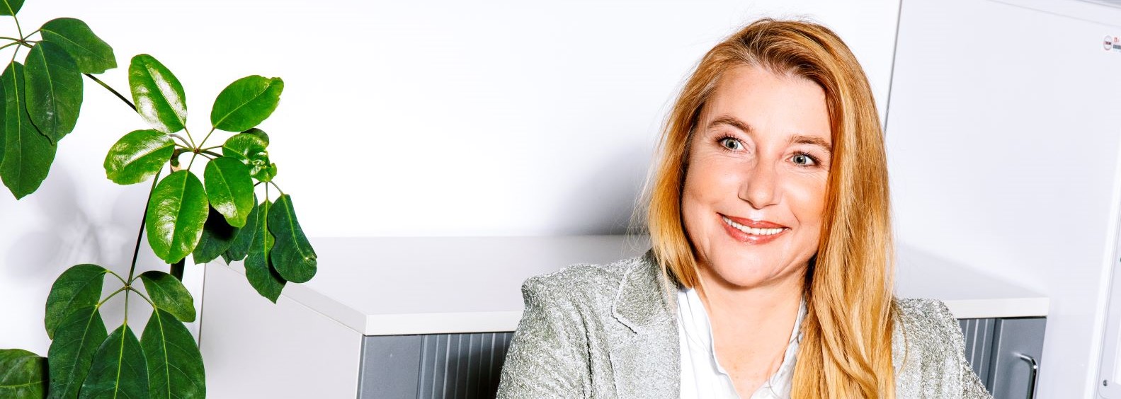 a woman smiling