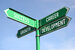 Success, growth, career, development green signpost